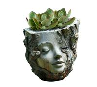 Face Flower Pot - Head Planter | Cute Lady Face Succulent Resin | Cactus Planter Funny Head Plant Pot | Handcrafte Coffee Lady Face Planterss Décor For Outdoor Indoor Garden