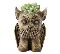 Face Flower Pot Speak No Evil Planter for Gothic Garden Decor