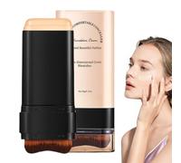 Face Foundation Stick - Hydration Boost Makeup for Coverage, Multi Functional Contour with Attached Brush, Natural Skin Tone Stick for Cheeks Jawline Highlight Nose Lips, 0.35oz