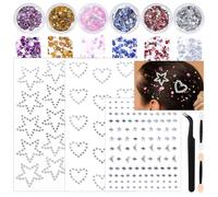 Face Gems & Body Glitter Stick On - Hearts & Stars - Safety Assured Face Jewels for Rave, Festival, Party Makeup - Easy Apply Eye Cheek Nail Art Glitter