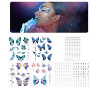 Face Gems for Festivals Stick On Face Jewels Butterfly Tattoos Face Stickers Festival Makeup Rhinestones Facial Sparkle Accessories for Makeup Face Glitter Jewelry