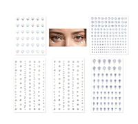 Face Gems for Women Festival - 5 Sheets Stick on Gems for Makeup Festival Face Jewels, Self Adhesive Face Diamonds Gem Stickers, Pearl Rhinestones Stickers for Face, Eye, Nail, Body, Crafts