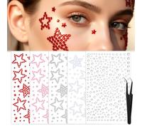 Face Gems, Self Adhesive Face Jewels, Star Rhinestones Pearl Stickers for Faces Eye Hair Makeup Festival Accessories Rave Accessories Y2K Star Faces Stickers for Kids Women