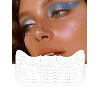 Face Glitter Stickers, Silver Stars and Dots Pattern, 6 Sheets, Temporary Cosmetic Freckles Tattoo