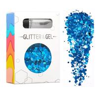 Face Glitter with Glue Festival Body Glitter Gel,10g Blue Glitter Set Holographic Mermaid Glitter Face Mermaid Sequins Chunky Glitter Liquid Gel Kit Festival and Party Beauty Makeup (Blue)