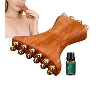 Face Gua Sha | Copper Wood Massager Tool | Brass Beads Wood Face Gua Sha | for Home, Work, Travel, Evening, for Women, Mothers, Wives and Girlfriends