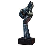 Face Hand Art Figures Sculptures Statues Decorative Items Sculpture 11.5 × 9.5 × 30.5Cm Modern Handmade for Living Room Bedroom Office,Green gold