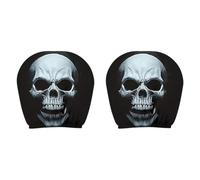 Face Headrest Covers Scary Face Printing Auto Seat Universal Elastic Headrest Protector With Glowing Eye Cover Funny For Interior Vehicle Truck (Black2, 28x26cm)