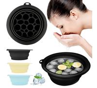 Face Ice Bowl, Silicone Ice Bowl for Face, Foldable Face Washbasin, Portable Quick Cooling Basin to Soothe Skin (Black)