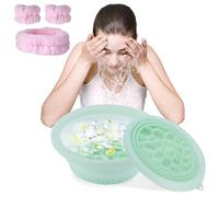 Face Ice Facial Cold Collapsible Silicone Bowl with Built-in Icetray, Portable Foldable Silicone Face Bowl for Ice Bath, Skin Tightening, Acne Relief & Anti-Inflammation (Green)
