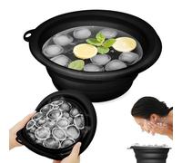 Face Ice Plunge Bowl, Face Bowl for Ice with Built-in Ice Tray, Reusable Silicone Facial Ice Bath Bowl, Reduce Puffiness Shrink Pores - Collapsible Portable Spa Tool for Home & Travel (Black)