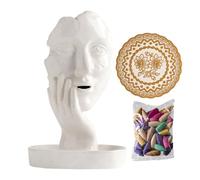 Face Incense Burner, Thinking Statue Ceramic, 7.95x5.12x5.12 Inches Waterfall Backflow Incense Holder with Elegant Design, Face of Women Statue, Decorative Incenses Burner for Sticks and Cones
