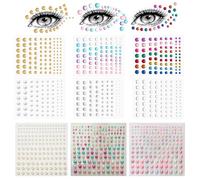 Face Jewels 9 Sheets Face Gems for Festivals Face Stickers Festival Self Adhesive Crystals Sticker Rainbow Rhinestones for Makeup Party Festival Accessory Nail Decoration