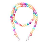 Face Lanyard Colorful Star Heart Acrylic Beaded Holder Chain Around The Neck Eyeglass Necklace Rest Ear Saver Eyeglass Anti-Lost Necklace