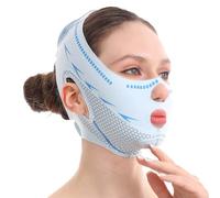 Face Lifting Belt, Comfortable Ice Silk Face Lift Band, V shaped Face Bandage, 3D Jaw Exerciser, Facial Strap Chin Up for Sleeping (Blue)