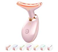 Face Light Therapy Device, Based on Triple Action LED, Thermal, and Vibration Technologies, Face and Neck Beauty Device with 7 Color LED for Home Use, Improve Skin(Glossy Pink)