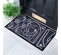 Face Lines Abstract Indoor & Outdoor Doormat - 70x40cm Artsy Mats Black 40cm x 70cm
