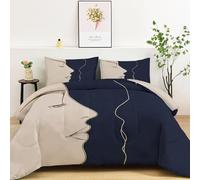 Face lines Super King Duvet 10.5 Tog Modern Microfibre Coverless Duvet Suitable for All Seasons Comfortable Reversible Washable Super King Quilt with 2 Pillowcase YUf1200