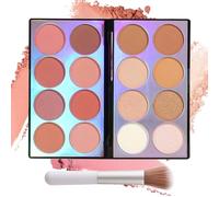 Face Make-Up Palette, 16 Blush, Contour and Highlighter Shades with Brush