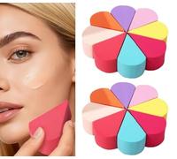 Face Makeup Sponges for Foundation Paint - 16pcs Soft Petal Shape Beauty Blending Applicator Set, Reusable Cosmetic Puffs for Liquid Cream Concealer - Professional Face Paint Sponges for Makeup Lovers