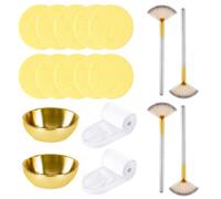 Face Mask Brush and Bowl Set, 18-Piece Professional Facial Kit with Multiple Applicators, Ideal for Daily Skincare Routine and Travel Use, Includes 10 Brushes and Bowls in White Gold Champagne Colours