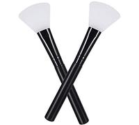 Face Mask Brush Silicone 2PCS Flexible Facial Mud Applicator, Hairless Moisturizers Tools, Wood Handle for Clay, Charcoal Mixed Masks