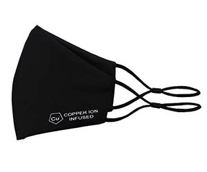 Face Mask Copper Ion infused - Washable & Reusable with Antibacterial active Copper Ions. UK Covering Commuting Anti Pollution Facemask Bike Motorcycle Cycling Sports Adult Black