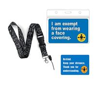 Face Mask Exemption Lanyard with Card Holder,Includes 1pc Mask Exemption Badge and1pc Lanyard and 1pc Card Holder (Black)