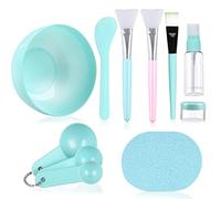 Face Mask Mixing Bowl Set, Facial Mask Mixing Tool Kit with Silicone Mask Bowl Silicone Mask Brushes Measuring Cup Stick Spatulas Facial Sponge (10PCS)