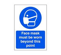 Face mask must be worn beyond this point - safety sign, ppe clothing, ppe, protective clothing - High tack self-adhesive sticker (150mm x 100mm) Viewing Distance within 3m.
