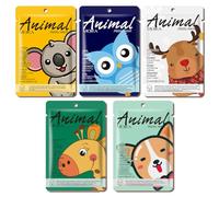Face Mask Set - 7-PCS Animal Face Mask Hydrating, Soothing, Pore Refining Sheet Masks - Cute Korean Skincare Collection, Gifts for Women & Teen Girls - 7 Different Masks for Full Facial Care