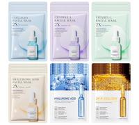 Face Masks Skincare 42 Pack, Hydrating Face Mask Gift Set for Women | 6 Facial Mask Types with Collagen,Hyaluronic Acid,Vitamin C,24K Gold & Centella,Hydrating,Firming & Soothing