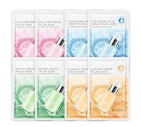 Face Masks Skincare Set - 8 Sheets Collagen Face Mask - Hydrating Sheet Mask With Collagen, Vitamin C, Retinol & Hyaluronic Acid - Skincare For Skin Brighten, Moisture & Firm
