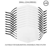 Face Masks Sublimation Blank / 10 Pack Of Small Childrens Facemasks / 5 Layer Filter Custom Heat Press Print Transfer Customise Personalise Dye Printing Reusable White White