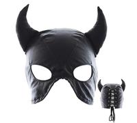 Face Masques Breathable PU Leather Funny Adjustable Hood Cover