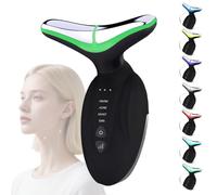 Face Massager, Electric Anti-Aging Neck Eye Massager with 7 Colors 3 Modes 45°C for Skin Care, Anti-Wrinkle Device for Slimming Face (Black)