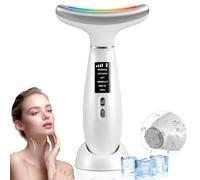 Face Massager, Facial and Neck Massager, All-in-1 Face Massage Tool, 6 Massage Modes and 4 Colors LED Light Therapy for Lifting and Massage Tool, Electric Face Icer for Skin Tightening (Pearl White)