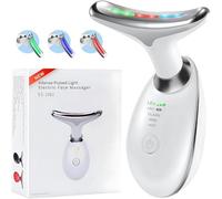Face Massager, LED Light EMS Facial Sculptor with 7 Colors, 3 Modes 45°C Guasha Tool Face Massager Facial Lifting Device Jaw Trainer, Firming Anti Wrinkle Neck Eye Massager Double Chin Reducer, White