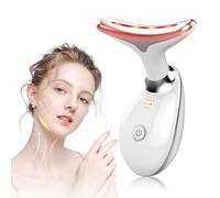 Face Massager, LED Light EMS Facial Sculptor with 7 Colors, 3 Modes 45°C Guasha Tool Face Massager Facial Lifting Device Jaw Trainer, Firming Anti Wrinkle Neck Eye Massager Double Chin Reducer, White