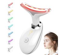 Face Massager, Skin Tightening Anti-Wrinkle Beauty Toning Device, Anti-Aging Neck Eye Massager with 7 Colors 3 Modes, Multifunctional Neck Lifting EMS Massage Face Toning Firming for Skin Care (White)