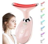 Face Massager, Skin Tightening Anti-Wrinkle Beauty Toning Device, Anti-Aging Neck Eye Massager with 7 Colors 3 Modes, Multifunctional Neck Lifting EMS Massage Face Toning Firming for Skin Care (Pink)