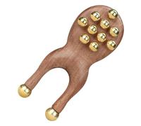 Face Massager - Wood 9.5x3.8cm Lymphatic Roller | Scarab Tool | Sandalwood Facial Massage Roller with 12 Brass Beads | Frog Shaped Facial Fascia Massager for Beauty Skin Care Relief Use