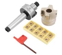 Face Mill Cutter Set, MT2-FMB22 Face Mill Holder + 400R 50mm CNC Lather End Milling Cutter + 10pcs APMT1604 Carbide Inserts and T15 Wrench with box for CNC Machines, Plate Cutting