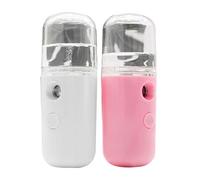 Face Mister, Nano Mist Sprayer Mini Facial Mist Steamer Moisturizing USB Rechargeable Portable White Pink for Hydrating Face Care 2PCS