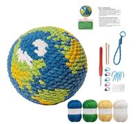 FACE N FACE DIY Crochet Earth Globe Kit for Beginners - Handmade Amigurumi Planet Ball Craft Set with Acrylic Yarn, Fiberfill, Keychain Strap & Instructions