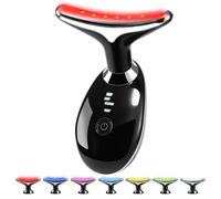 Face Neck Beauty Device, 7 Color Led Face Neck Massager,Multifunctional Facial Skin Care Tool, Ideal for Home Skin Care (Black)