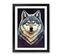Face Of A Wolf No.4 Framed Print for Living Room Bedroom Home Office Décor, Wall Art Picture Ready to Hang, Black A4 Frame (34 x 25 cm)