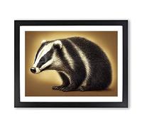 Face Of The Badger Framed Print | A2 Black Framed Wall Art | Ready to Hang | Modern Nature Picture | Living Room Bedroom Lounge Office