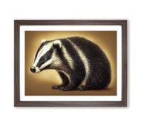 Face Of The Badger Framed Print | A4 Walnut Framed Wall Art | Ready to Hang | Modern Nature Picture | Living Room Bedroom Lounge Office
