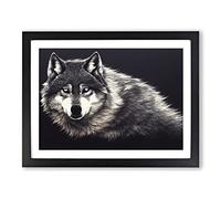Face Of The Wolf Vol.3 BLK Framed Print | A3 Black Framed Wall Art | Ready to Hang | Modern Animal Picture | Living Room Bedroom Lounge Office